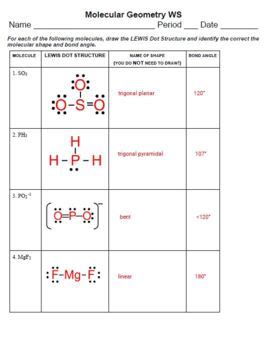 Molecular Geometry Worksheet by Chem Queen | TPT