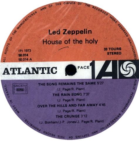 Led Zeppelin Houses Of The Holy French vinyl LP album (LP record) (570268)