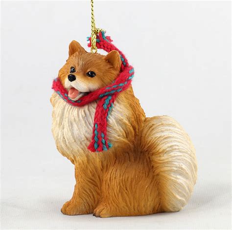 Pomeranian Dog Christmas Ornament Scarf Figurine