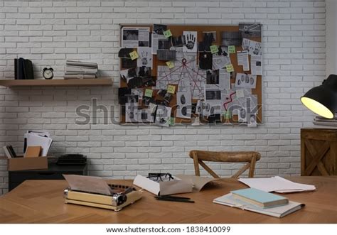 Detective Office Interior Workplace Investigation Board Stock Photo (Edit Now) 1838410099