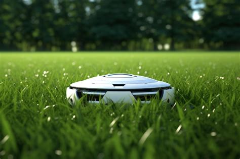 Premium Photo | Robot vacuum cleaner on green grass in park