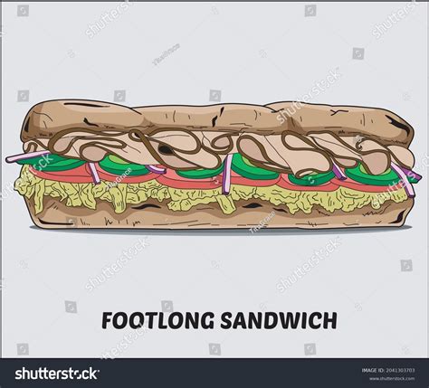 Footlong Sandwich Vector Illustration Bread Ham Stock Vector (Royalty Free) 2041303703 ...