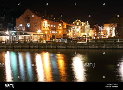 Klaipeda city old town at night Stock Photo - Alamy