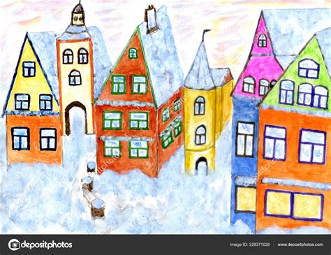 Winter village art — Stock Photo © artshock #328371026