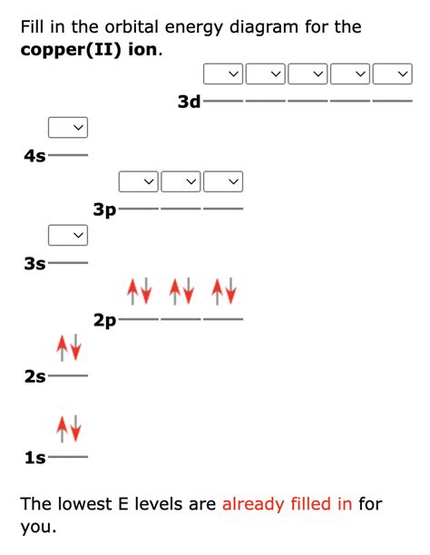 [Solved] . Fill in the orbital energy diagram for the copper(II) ion ...