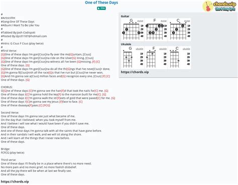 Chord: One of These Days - tab, song lyric, sheet, guitar, ukulele | chords.vip