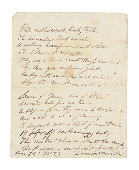 WORDSWORTH, William (1770-1850). Autograph manuscript signed ('Wm ...