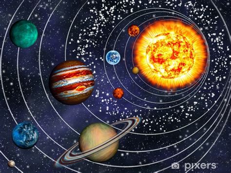 Sticker 3D Solar System: 9 planets in their orbits - PIXERS.US