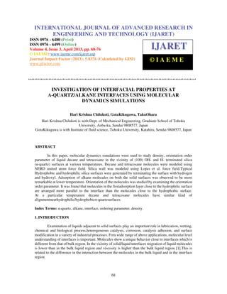 Investigation of interfacial properties at quartz alkane interfaces using molecular | PDF