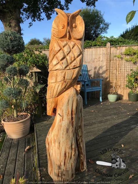 Wood Carved Owl Figure - Face on Each Side - Artist Signed - glwec.in