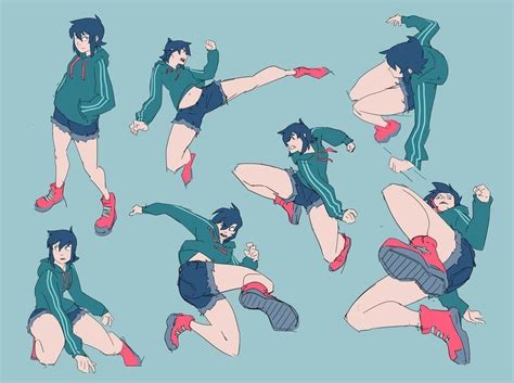 Anime/ manga girl kicking poses & references | Anime poses reference, Figure drawing reference ...