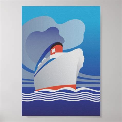 Cruise Ship Art Deco Vintage Poster | Zazzle.co.uk