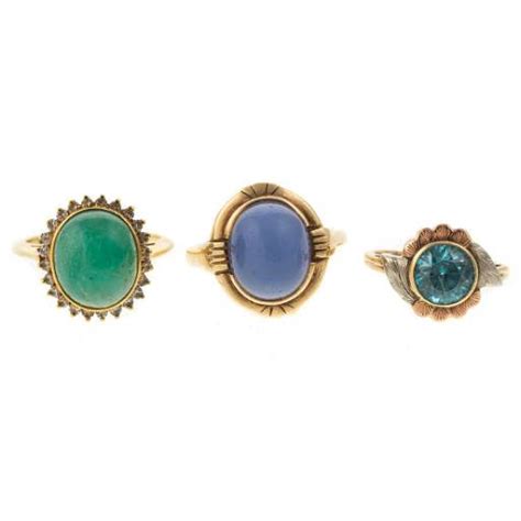 A Collection Of Three Gold Gemstone Rings