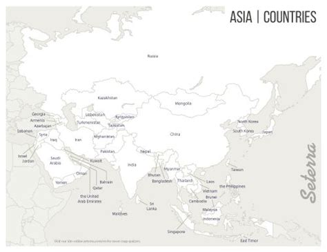 Labeled Asia Map | Asia map, Map quiz, World map printable