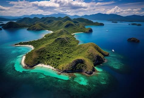 Premium AI Image | Aerial Drone View of a tropical island with lush