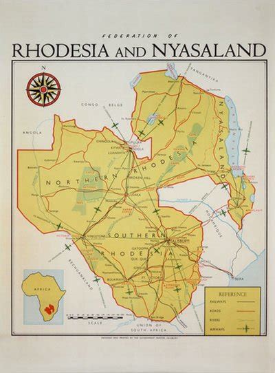 Original vintage poster: The Federation of Rhodesia and Nyasaland Map - Africa sold