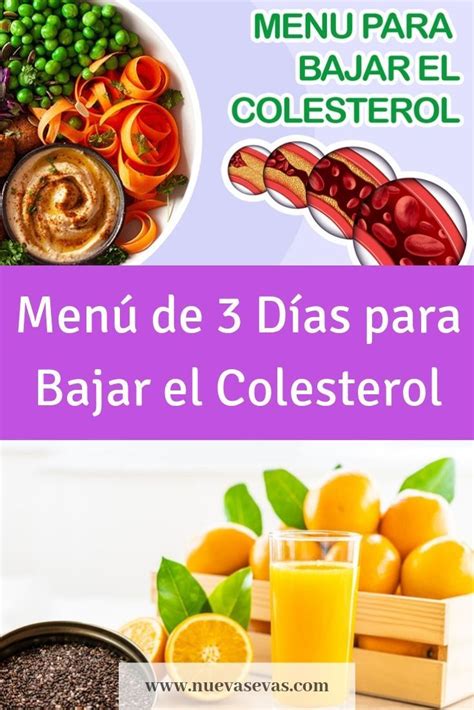 Dieta para bajar el Colesterol: Menú de 3 días — Nuevas Evas | Colesterol y trigliceridos, Bajar ...