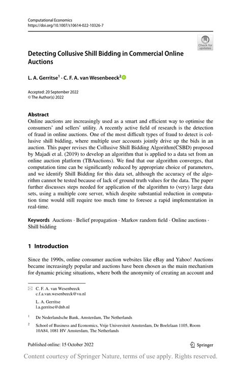 (PDF) Detecting Collusive Shill Bidding in Commercial Online Auctions