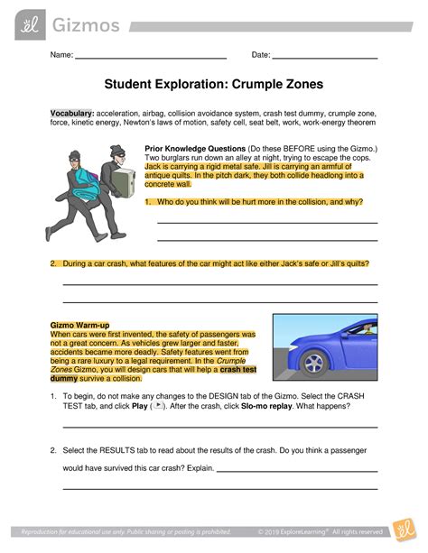 Crumple Zones SE - Name: Date: Student Exploration: Crumple Zones ...