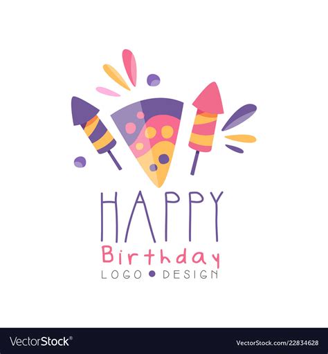 Happy birthday logo design colorful creative Vector Image