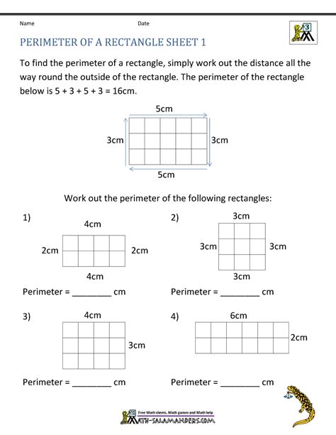 Area And Perimeter Of A Rectangle Worksheet