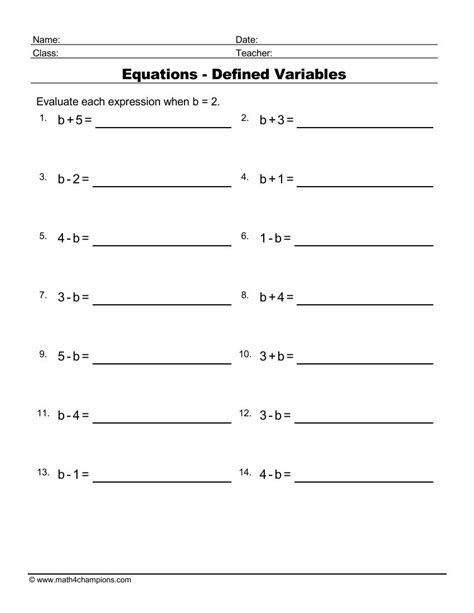 Algebra 1 Equations Worksheets - Worksheets For Kindergarten