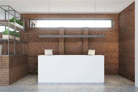 Brick Wall Office, White Reception Desk Stock Illustration ...