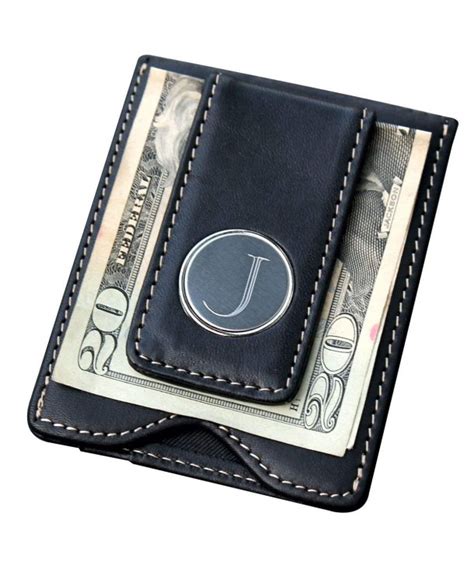 Custom Personalized Black Leather Money Clip Credit Card Holder Wallet Combo - Groomsmen Fathers ...