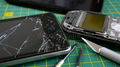 Mobile Phone Repair. Touchscreen Replacement Stock Photo - Image of breaking, black: 180488306