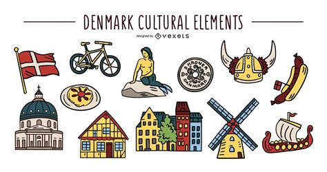 Denmark Cultural Elements Set Vector Download