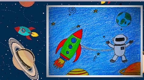 How to Draw space theme | Planet And Space drawing for kids | #rocket | #astronaut | #galaxy ...