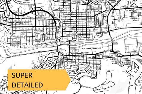 Printable Map of Bethlehem Pennsylvania PA United States | Etsy