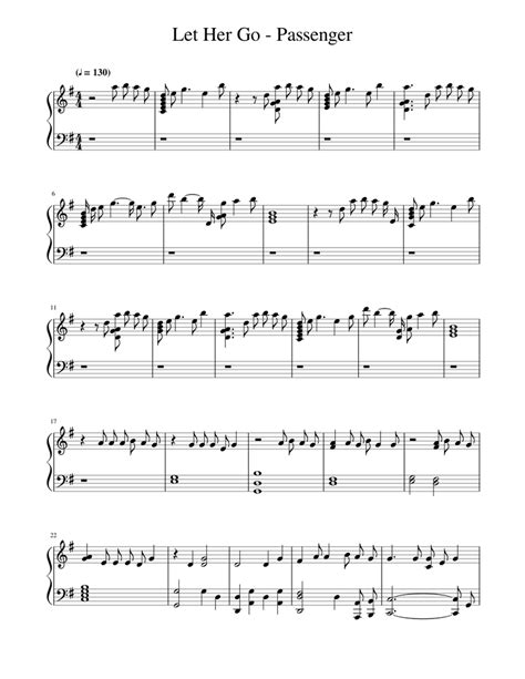 Let Her Go Passenger Sheet music for Piano | Download free in PDF or MIDI | Musescore.com