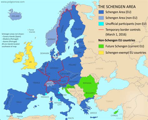 EU Schengen Area as of March 2016 (x-post from MapPorn) : europe