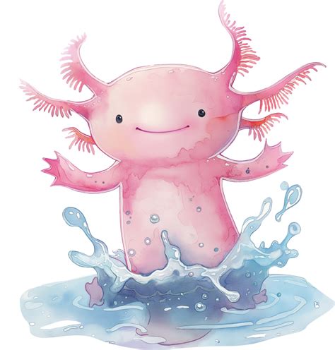 Cute Axolotl Conjuring Water 45994347 PNG