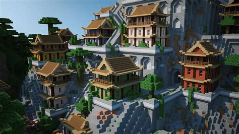 Asian jungle mountain village Minecraft Map