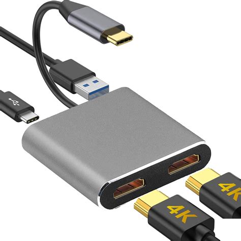 Bakeey USB C to Dual HDMI Adapter Converter With HDMI*2 / USB3.0 / PD ...