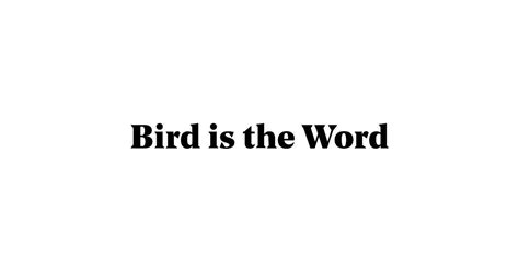 Bird is the Word