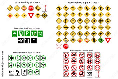 Road signs in Canada. Road signs of Canada set. All road signs canada ...