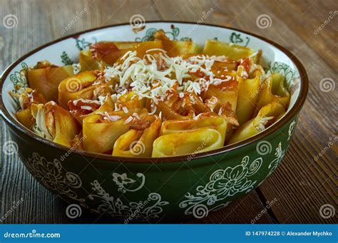 Paccheri pasta bak stock photo. Image of cheese, puglia - 147974228