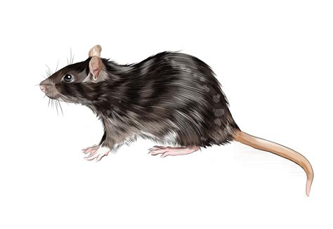 Rat, mouse from a splash of watercolor, colored drawing, realistic. Vector illustration of ...