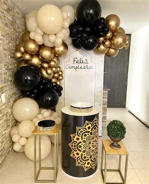 Black and golden balloon happy 60th birthday backdrop – Artofit