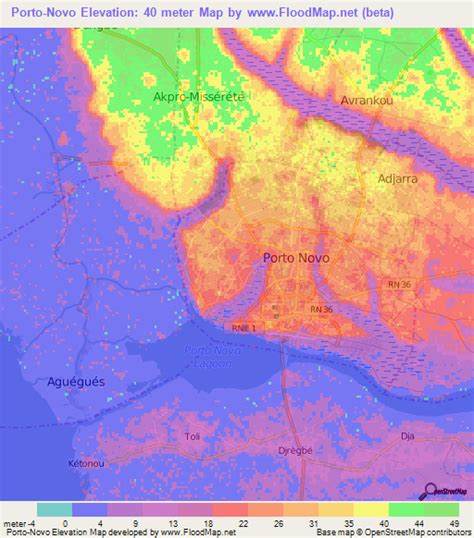 Elevation of Porto-Novo,Benin Elevation Map, Topography, Contour