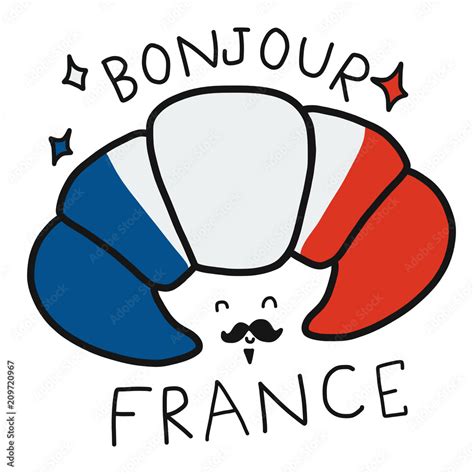 Bonjour (mean good morning in English) France word and croissant ...