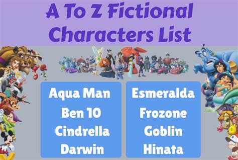 A To Z Fictional Characters List - Enchanted Learning - Word Tutes