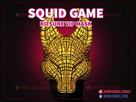 Squid Game Fox Vip Mask - Kitsune Mask 3D Print Model | 3D Print Model Store