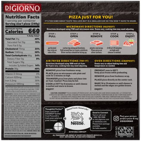 DIGIORNO Pepperoni Frozen Pizza on a Stuffed Crust Personal Pizza, 8.5 oz - King Soopers