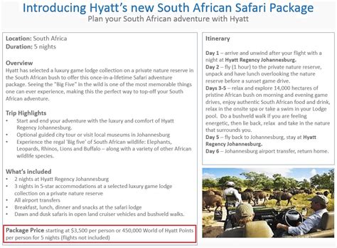 Poll: Would you Spend 450,000 Hyatt Points for a South African Safari ...