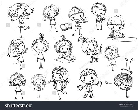 Happy Kid Cartoon Doodle Collection Stock Vector (Royalty Free) 303059903 | Shutterstock