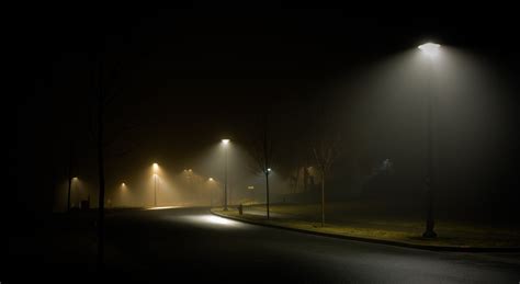 landscape, Nature, Street, Night, Street Light, Mist, Grass, Spring, Lantern, Canada, Empty ...